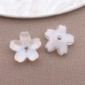 Two iridescent white 10mm cherry blossom beads for DIY jewelry making and handmade crafts - Lampwork Sakura (26963)