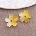 DIY 10mm cherry blossom beads in yellow gradient glass for handmade hair accessories - Lampwork Sakura (26964)