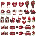 Set de dijes de San Valentín con motivos de copa de vino y corazones para joyería DIY - Juego Serie San Valentín Rojo (SN1659)