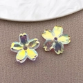 DIY 10mm gradient sakura flower beads with iridescent AB coating for jewelry making - Lampwork Sakura (26965)