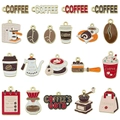 Set of 19 assorted coffee themed enamel alloy charms featuring coffee machines and beans - Enamel Coffee Series Assorted Styles