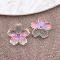 Iridescent gradient 10mm cherry blossom beads with grid texture for DIY jewelry making - Lampwork Sakura (26966)