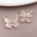 Transparent butterfly beads with gold flakes for handmade DIY jewelry making - Perforated Butterfly (26973) / 1个装 (10x11mm) / Transparent White Gold Foil