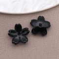 Pair of 10mm black gradient glass cherry blossom charms for DIY jewelry making - Lampwork Sakura (26967)