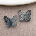 Blue-grey glass butterfly beads with glitter for DIY jewelry making and crafts - Perforated Butterfly (26975) / 1个装 (10x11mm) / Transparent Black Gold Foil