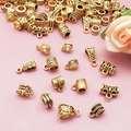 Antique gold large hole spacer beads and curved tube connectors for DIY bracelet jewelry - Mixed Styles Collection (M376)