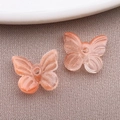 Translucent peach butterfly glass bead for DIY jewelry making with central drill hole - Transparent Orange