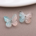 Blue and pink gradient butterfly glass beads for DIY jewelry and hair accessories - Transparent Blue Pink Gradient