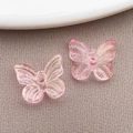 Pink gradient 3D butterfly glass beads for DIY jewelry making and hair accessories - Transparent Pink Gold Foil