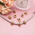 Macro view of antique gold large hole bead charms for DIY bracelet jewelry making - Double Ring Loop Style (14342)