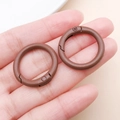 Two 20mm brown matte lacquer zinc alloy spring rings for bags and DIY accessories - Thick 25mm Inner Diameter 18mm / Brown Coffee