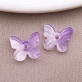Pair of purple gradient butterfly glass beads for DIY jewelry with through holes - Transparent Purple