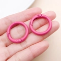 Pair of 25mm rose red painted zinc alloy spring O-rings for bags and DIY crafts - Thick 25mm Inner Diameter 18mm / Rose Red