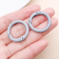 Pair of 25mm matte grey zinc alloy round spring snap hooks for DIY bags and keychains - Thick 25mm Inner Diameter 18mm / Gray