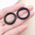 Pair of black matte 20mm round zinc alloy spring snap hooks for bags and DIY crafts - Thick 25mm Inner Diameter 18mm / Black