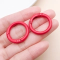 Set of two red 20mm zinc alloy spring O-rings with matte finish for bags and keychains - Thick 25mm Inner Diameter 18mm / Red