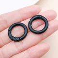 Pair of 20mm matte black zinc alloy spring O-rings for handbags and keychains - Thick 20mm Inner Diameter 13mm / Black