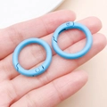 Two light blue 25mm matte zinc alloy O-rings for bags and DIY jewelry keychains - Thick 25mm Inner Diameter 18mm / Blue