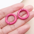 Rose pink round zinc alloy spring O-ring clasp for DIY handbags and keychains - Thick 20mm Inner Diameter 13mm / Rose Red