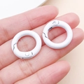 Pair of 25mm white matte spring carabiner hooks for bags and DIY keychains - Thick 20mm Inner Diameter 13mm / White