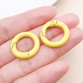 Bright yellow round spring ring carabiner held in hand for DIY bags and keychains - Thick 20mm Inner Diameter 13mm / Yellow