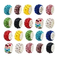 Set de 20 cuentas coloridas con cristales pavé y gran agujero para pulseras de DIY artesanal - Multicolor