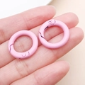 Pair of matte pink 20mm zinc alloy spring O-rings for handbags and DIY jewelry keychains - Thick 20mm Inner Diameter 13mm / Pink