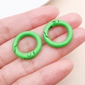 Pair of 20mm round matte green spring gate rings for bags and DIY jewelry projects - Thick 20mm Inner Diameter 13mm / Green
