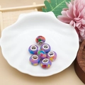 Macro view of colorful acrylic beads with metal cores in a white shell tray - Rainbow Purple Large Hole Style (14439) / 1 Piece (9x13mm)