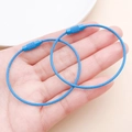 Blue coated steel wire cable key ring with secure screw closure for DIY hanging - Blue