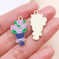 Colgante de ramo de tulipanes de corazón esmaltado para creación de joyas DIY - Ramo de Rosas Púrpura (27187)