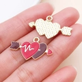 Colgante de corazón y flecha esmaltado rosa de San Valentín para creación de joyas DIY - Flecha a Través del Corazón Rojo (27189)