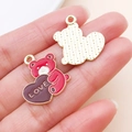 Colgante de oso de San Valentín con corazón violeta de aleación para joyería DIY - Oso de Corazón LOVE Rojo (27198)