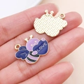 Colgante de abeja de aleación violeta y azul con corazón LOVE y reverso dorado liso - Abeja Corazón LOVE Púrpura (27205)