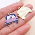 Colgante de coche en esmalte rosa con diseño de corazón y letras IN MINE - Taxi de Corazón Púrpura (27208)