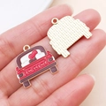 Colgante coche corazón rosa esmaltado en aleación con texto IN MINE para joyas DIY - Taxi Corazón Rojo (27207)