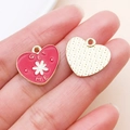 Colgante de corazón rosa con texto Get Me y diseño floral para creación de joyas DIY - Flor de Corazón Rojo (27213)