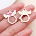Colgante DIY púrpura de San Valentín con forma de anillo, alas blancas y estrellas - Anillo con Alas Rosa (27218)
