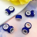 Cuentas de agujero grande con diamantes azules para pulseras y collares DIY - Azul Zafiro