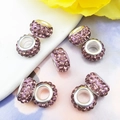 Cuenta de orificio grande lavanda con diamantes morados para pulseras de bricolaje - Púrpura