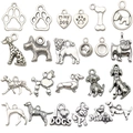 20pcs set of silver alloy dog charms featuring various breeds, paw prints and bone shapes - Dog Series Mixed Set