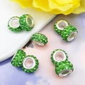 Cuentas verdes de arcilla con agujeros grandes y diamantes para pulseras de DIY - Verde