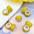 Cuentas de arcilla con strass amarillo brillante y agujero grande para pulseras DIY - Amarillo