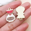 Golden enamel coffee dripper pendant for DIY jewelry, red and white finish - Brown Enamel Coffee Drip Pot Style