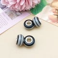 DIY charm bead set with black and striped resin patterns and large silver metal core - Striped Large Hole Round Bead (13105) / 1 Piece (8x14mm) / Black Stripe