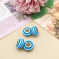 Blue and white striped large hole beads with silver core for DIY jewelry making - Sky Blue Stripes