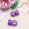 Purple striped resin large hole beads with silver metal core for DIY bracelets - Purple Striped
