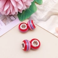 Red resin striped beads with large metal core for DIY bracelet jewelry making - Purple Pink Stripe