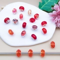 Rode en roze DIY-sieradenbedeltjes met facetglas en metalen kern voor armbanden - Oranje Transparante Gefacetteerde Stijl (15376)