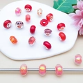 Cuentas de vidrio rojas y rosas con patrones de corazón para pulseras DIY y joyería - Estilo de Color AD Rojo (15401) / 1 Unidad (9x13mm) / Rojo